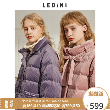 乐町短款灯芯绒羽绒服时尚2018秋装新款女加厚冬季时尚复古外套商品大图