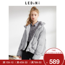 乐町翻领羽绒服2018冬季新款女装日系甜美短款白鸭绒厚外套图片