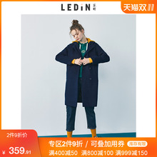 乐町宽松中长款大衣2018冬装新款女流行连帽复古时尚加厚毛呢外套图片