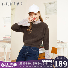 乐町冬装2018新款女女装长袖毛针织衫套头休闲内搭打底衫时尚上衣图片