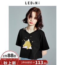 乐町黑色短袖t恤ins超火的上衣2018夏季新款女短款宽松韩系小上衣图片