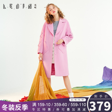 乐町秋装2018新款女装潮毛呢外套呢子大衣女中长款韩版CWAA74112图片