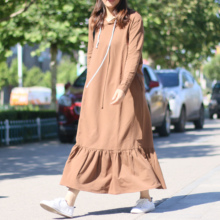 春季新款 连衣裙春秋款 气质孕妇卫衣长裙连帽荷叶边宽松显瘦孕妇装
