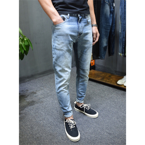 胡先生2019新款SJ男士牛仔裤浅色微锥型弹力修身小脚裤速觉第九关