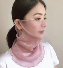 透气脖套小丝巾 面罩套头围脖女纯色防晒遮阳口罩薄款 夏季新品 韩版