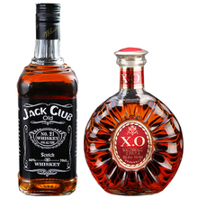 白兰地xo500ml共计1200ml 杰克俱乐部威士忌700ml 洋酒2瓶