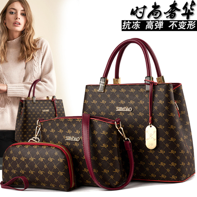 袋鼠时尚真皮女士包包2018新款欧美大容量手提单肩斜跨百搭皮包潮