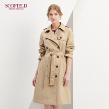 SCOFIELD女装时尚复古风中长款双排扣系腰带风衣外套 SFJT87101L图片