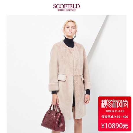 SCOFIELD女装韩国2017冬季中长款圆领水貂皮大衣衣外套SFJL74T010商品大图