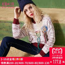 妖精的口袋旗舰店秋装新款圆领宽松毛球纱线套头打底毛衣女739092图片