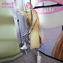 妖精的口袋旗舰店2018春装新款宽松休闲OL长款风衣外套女F8108002图片