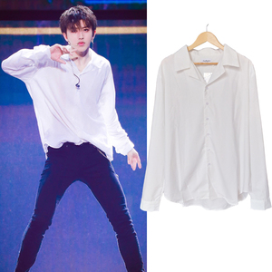 NinePercent蔡徐坤ikun明星同款白色衬衫宽松长袖上衣春装新款潮