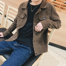 灯芯绒夹克男社会精神小伙外套修身 短学生上衣网红褂子潮 牛仔工装