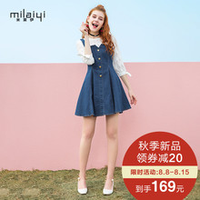 牛仔连衣裙女中长款2018早秋新款女装韩版收腰显瘦拼接背带裙子夏图片