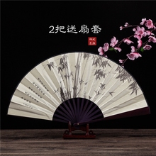 包邮 中国风扇子折扇古风男式小复古娟布夏季跳舞舞蹈折叠古典古装
