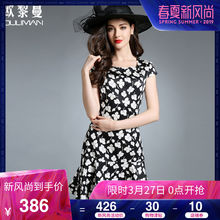 欧黎蔓2018夏季新款真丝连衣裙修身显瘦时尚短袖桑蚕丝中长款女裙图片