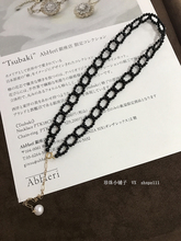 特价 k注金包金天然黑色尖晶石抽拉choker项链 珍珠小铺子14