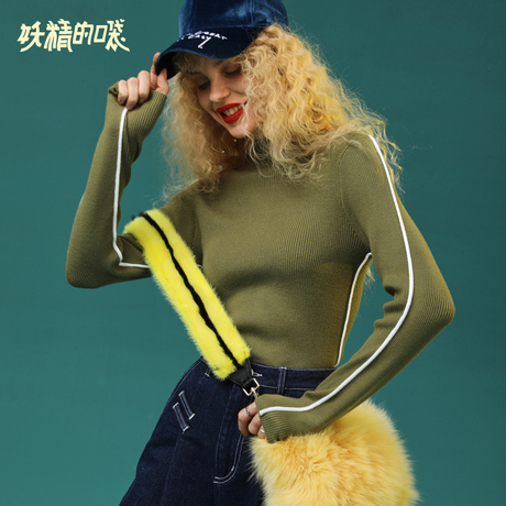 妖精的口袋复古显瘦针织衫女秋装2018新款chic修身套头打底毛衣女商品大图