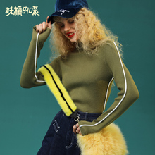 妖精的口袋复古显瘦针织衫女秋装2018新款chic修身套头打底毛衣女图片