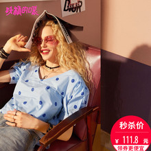 妖精的口袋旗舰店chic上衣 夏装2018新款波点衬衣女装短袖ins衬衫图片