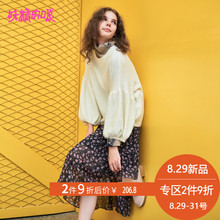 妖精的口袋网红毛衣女2018新款灯笼袖小清新秋装上衣甜美针织衫女图片