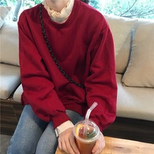chi秋冬复古宽松蝙蝠袖绑带加绒卫衣+内搭花边领喇叭袖坑条纹衬衫