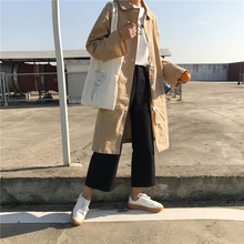 春秋女装2017新款韩版翻领大口袋中长款风衣宽松长袖休闲外套学生