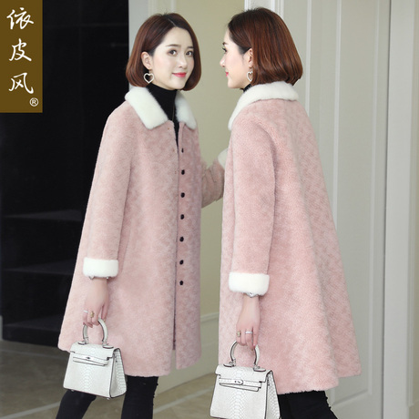 羊毛海宁皮草羊剪绒大衣女装2018冬季新款中长款水貂毛领外套潮商品大图