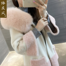 羊毛呢子羊剪绒大衣女装海宁皮草2018秋冬装新款复合皮毛一体外套图片