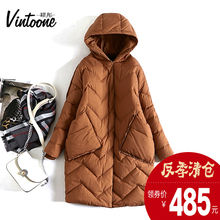 反季清仓冬新款女装时尚连帽宽松加厚中长款羽绒服女过膝保暖外套图片