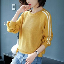 秋季女装2018新款薄款针织衫短款打底衫长袖宽松韩版冰丝早秋上衣图片