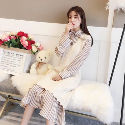 两件套韩版套装背心裙女连衣裙冬季秋装新款初秋中长款毛衣裙秋季