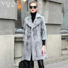 VOAE2018秋冬新款中长款羊羔毛海宁皮草女装外套欧美风大衣双排扣图片
