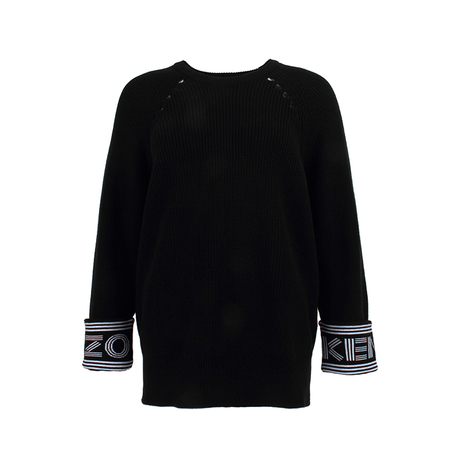 正品KENZO/高田贤三女装 LOGO宽松黑色套头卫衣 女士针织外套SS商品大图