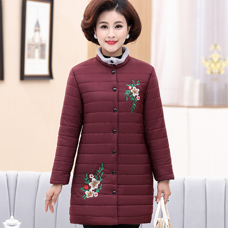 妈妈棉袄女冬中长款羽绒棉服40-50岁中老年人冬装外套奶奶装棉衣商品大图