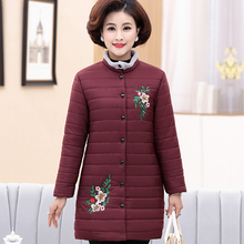 妈妈棉袄女冬中长款羽绒棉服40-50岁中老年人冬装外套奶奶装棉衣图片