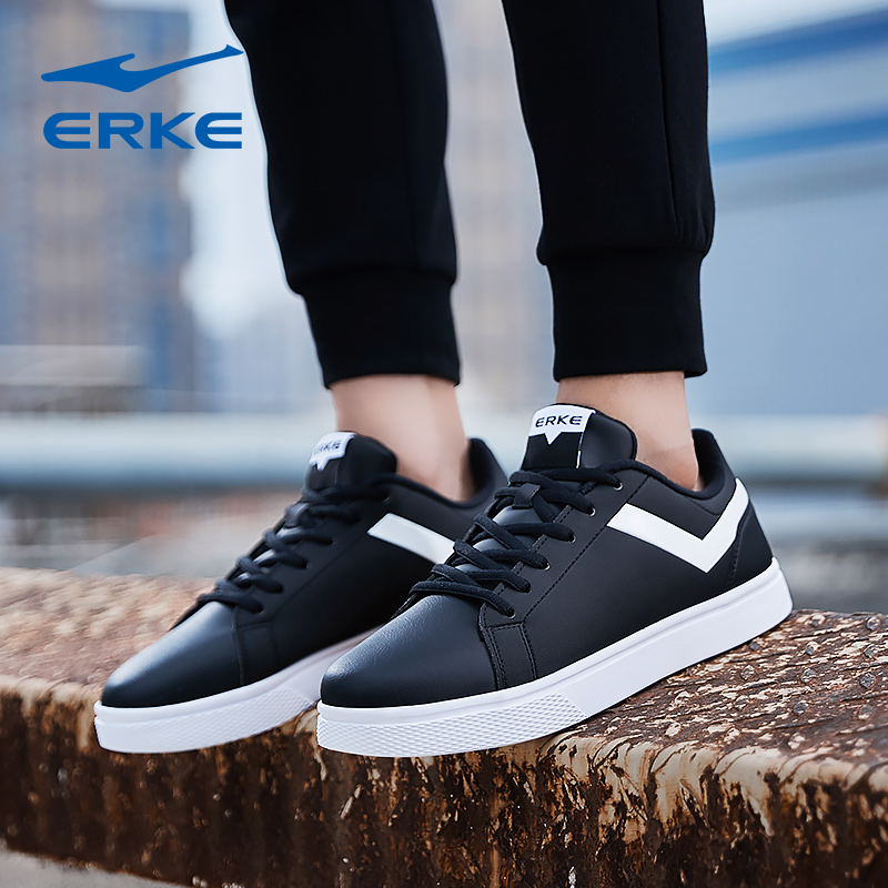 ERKE Men's Shoes Autumn and Winter 2019 New School Board Shoes Genuine Brand Special Price Leather Surface Thermal Casual Shoes