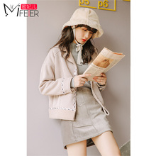 羊羔毛外套女短款初冬2018新款秋季帅气女装韩版bf风怪味少女衣服图片