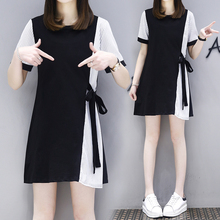 胖妹妹连衣裙夏2018新款加肥加大女装韩版条纹宽松中长款胖mm上衣图片