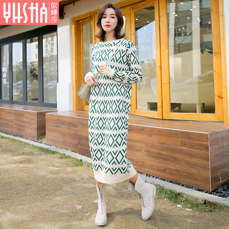依嬅莎2018冬季女装毛衣连衣裙商品大图