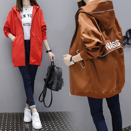休闲外套女装2018秋冬新款学生棒球服潮宽松胖MM韩版中长款风衣女商品大图