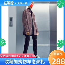 千鸟格中长衬衫 呢料外套A3GI3045550 TRENDWELL2019新欧时力卡男装