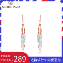James新款 Warren 显脸瘦直线型耳坠施镶嵌水晶耳饰玫瑰金摩登百搭