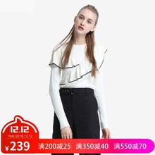 ochirly欧时力荷叶镶边修身 双12价239元 毛衣1JY3031960
