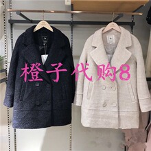 拉夏贝尔羊毛呢外套2017冬中长款宽松显瘦呢子大衣女70008829图片