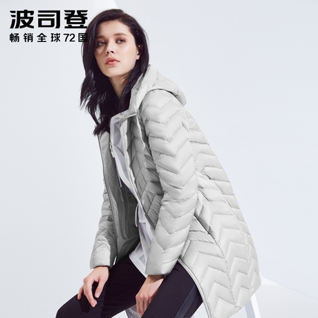 2018新款波司登羽绒服女中长款青年时尚秋冬季连帽风衣B80131028商品大图