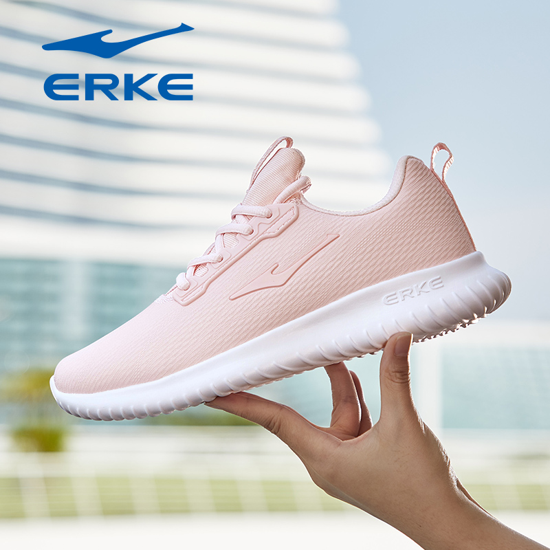 ERKE Women's Shoes 2019 New Autumn Breathable Sports Shoes Women's Versatile Running Leather Soft Sole Travel Shoes Women