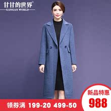 【全羊毛】甘甘的世界2018秋冬新款翻领长袖双面呢大衣女毛呢外套图片