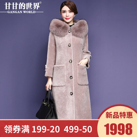 【全羊毛 狐狸毛领】甘甘的世界2018秋冬装新款颗粒羊剪绒大衣女商品大图