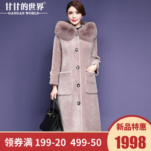 【全羊毛 狐狸毛领】甘甘的世界2018秋冬装新款颗粒羊剪绒大衣女图片
